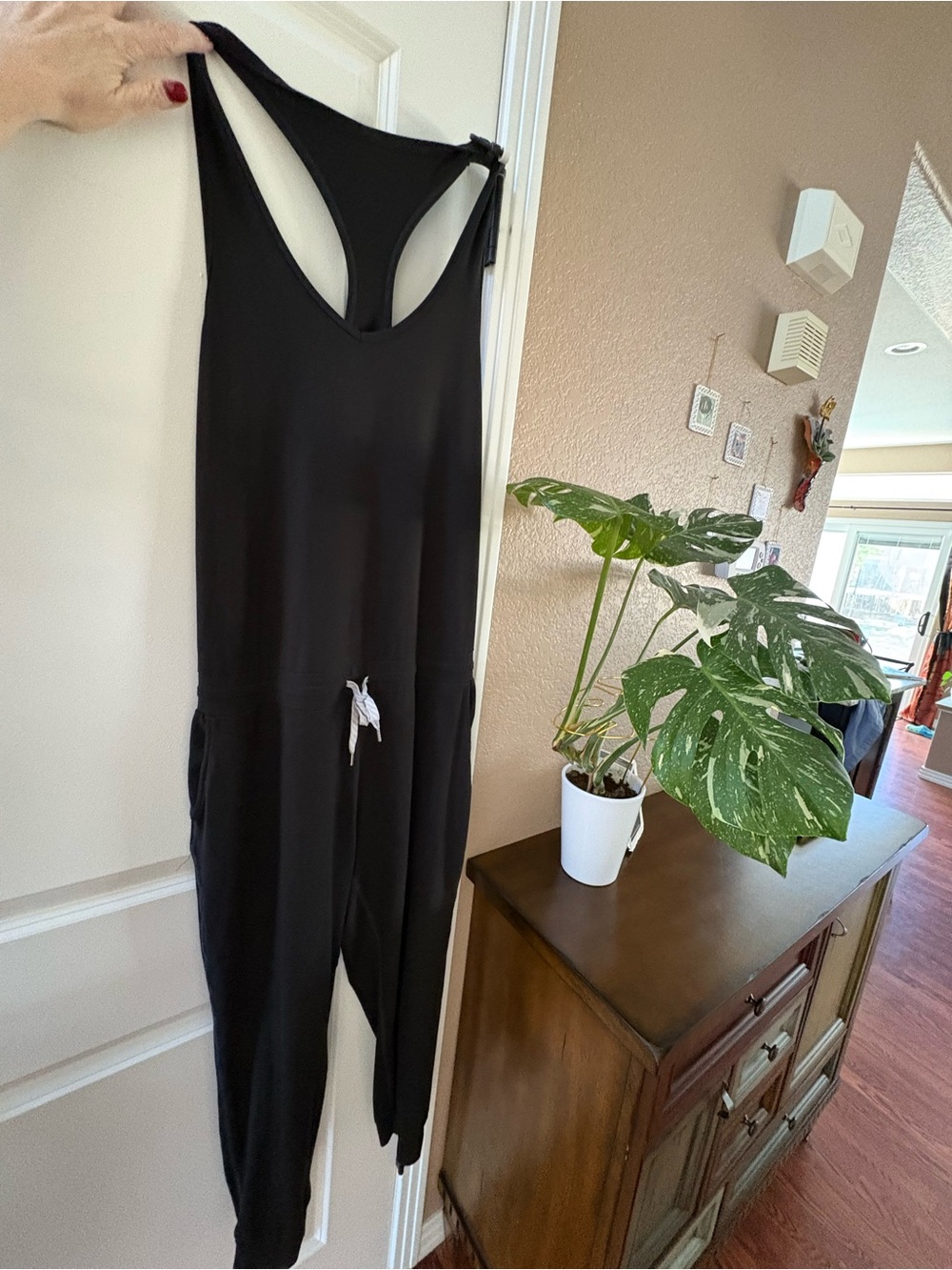 Vuori Black Sleeveless Drawstring Jumpsuit